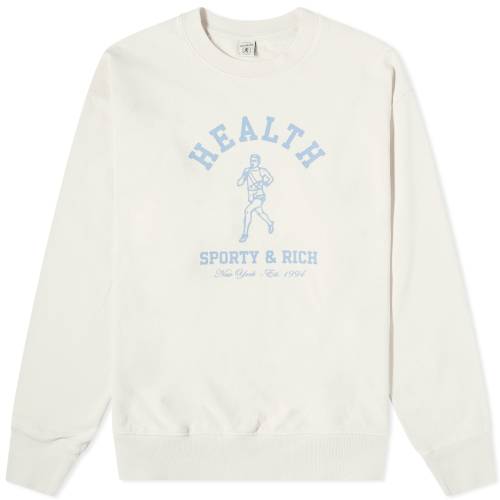 クラブ クルー スウェット クリーム & スウェットトレーナー メンズ 【 SPORTY & RICH SPORTY RICH NY RUNNING CLUB CREW SWEAT / CREAM 】 メンズファッション トップス