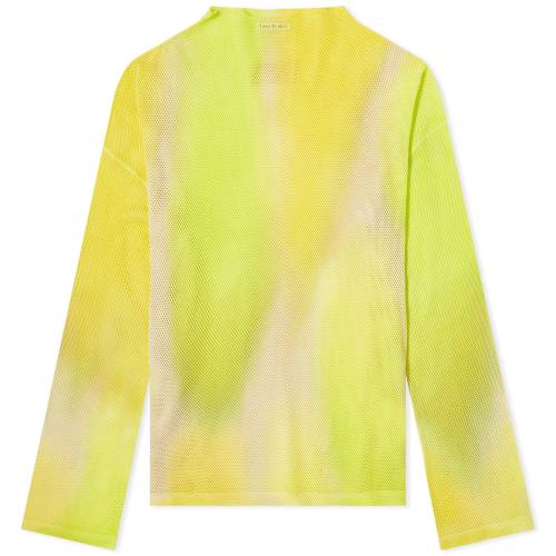 アクネストゥディオズ ネクタイ ロゴ 黄色 イエロー レディース 【 ACNE STUDIOS ACNE STUDIOS TIE DYE LOGO MESH TOP / ACID YELLOW 】 レディースファッション トップス Tシャツ カットソー