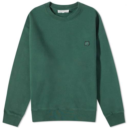 メゾンキツネ フォックス クルー スウェット 緑 グリーン スウェットトレーナー メンズ 【 MAISON KITSUNE MAISON KITSUNE TONAL FOX HEAD PATCH COMFORT CREW SWEAT / BOTTLE GREEN 】 メンズファッション トップス