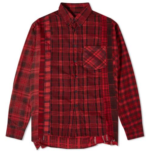 j[hY  bh Y y NEEDLES 7 CUTS WIDE OVER DYED FLANNEL SHIRT / RED z Yt@bV gbvX