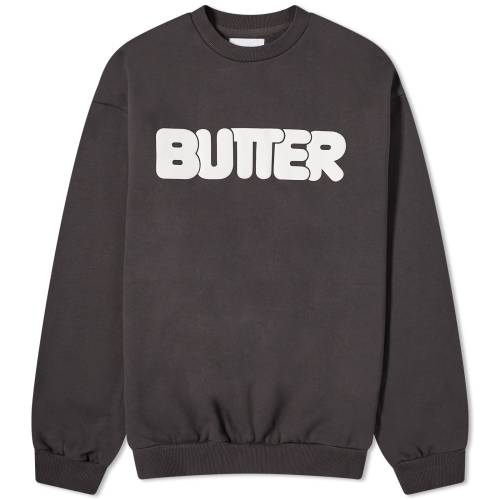 ロゴ クルー スウェット 黒色 ブラック スウェットトレーナー メンズ 【 BUTTER GOODS BUTTER GOODS ROUNDED LOGO CREW SWEAT / WASHED BLACK 】 メンズファッション トップス