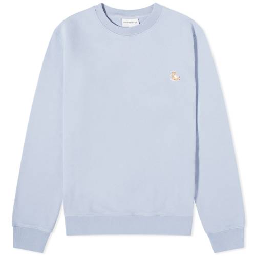 メゾンキツネ フォックス クルー スウェット 青色 ブルー KITSUNé スウェットトレーナー メンズ 【 MAISON KITSUNE MAISON CHILLAX FOX PATCH CREW SWEAT / BEAT BLUE 】 メンズファッション トップス