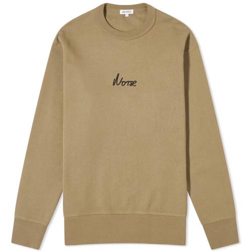 ノースプロジェクツ ロゴ クルー スウェット 緑 グリーン スウェットトレーナー メンズ 【 NORSE PROJECTS NORSE PROJECTS ARNE CHAIN STITCH LOGO CREW SWEAT / SEDIMENT GREEN 】 メンズファッション トップス