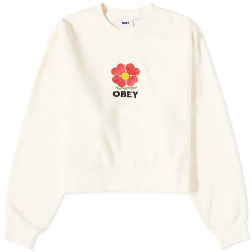 オベイ クルー スウェットシャツ トレーナー レディース 【 OBEY AMELIA FLOWER CREW NECK SWEATSHIRT / UNBLEACHED 】 レディースファッション トップス