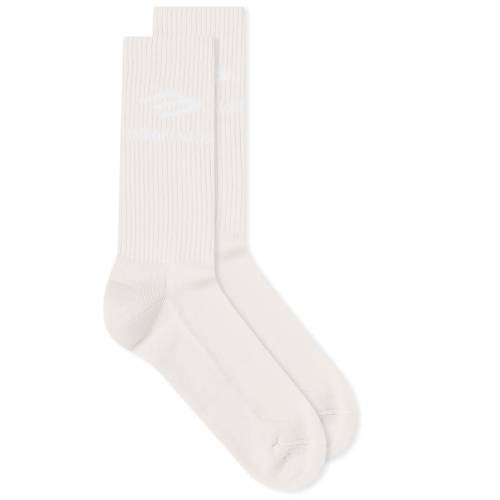 【★スーパーSALE★6/11深夜2時迄】バレンシアガ ロゴ 靴下 白色 ホワイト & メンズ 【 BALENCIAGA LOGO SOCKS / OFF WHITE & GITD 】 インナー 下着 ナイトウエア レッグ