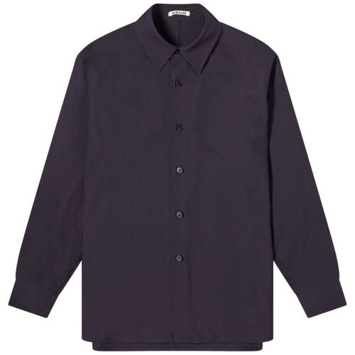 F lCr[ Y y AURALEE HARD TWIST WOOL SHIRT / DARK NAVY z Yt@bV gbvX