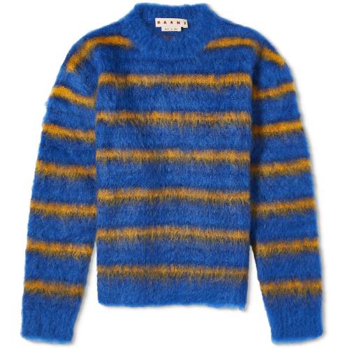 マルニ ストライプ クルー スウェット 青色 ブルー スウェットトレーナー メンズ 【 MARNI STRIPE MOHAIR CREW SWEAT / ROYAL BLUE 】 メンズファッション トップス