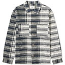 tH[N F lCr[ Y y FOLK PATCH OVERSHIRT / NAVY BASKET WEAVE CHECK z Yt@bV gbvX