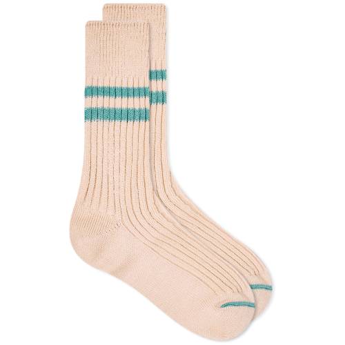 XgCv F zCg F Th & Y y ROTOTO HEMP ORGANIC COTTON STRIPE SOCK / WHITE SAND & TURQUOISE z Ci[  iCgEGA bO