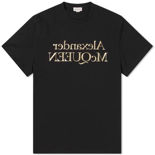 アレキサンダーマックイーン ロゴ Tシャツ 黒色 ブラック ゴールド & メンズ  メンズファッション トップス カットソー