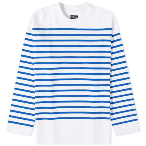 スリーブ Tシャツ 白色 ホワイト 青色 ブルー ストライプ 長袖 & メンズ 【 ARPENTEUR MARINE LONG SLEEVE T-SHIRT / WHITE & BLUE STRIPE 】 メンズファッション トップス カットソー