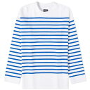 スリーブ Tシャツ 白色 ホワイト 青色 ブルー ストライプ 長袖 & メンズ 【 ARPENTEUR MARINE LONG SLEEVE T-SHIRT / WHITE & BLUE STRIPE 】 メンズファッション トップス カットソー