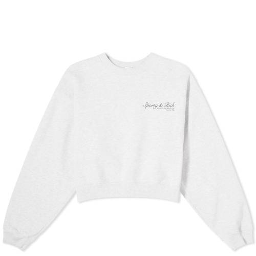 クルー スウェット ヘザー 灰色 グレー グレイ & スウェットトレーナー レディース 【 SPORTY & RICH SPORTY RICH FRENCH CROPPED CREW SWEAT / HEATHER GRAY 】 レディースファッション トップス