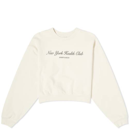 クラブ クルー スウェット クリーム & スウェットトレーナー レディース 【 SPORTY & RICH SPORTY RICH NY HEALTH CLUB CROPPED CREW SWEAT / CREAM 】 レディースファッション トップス