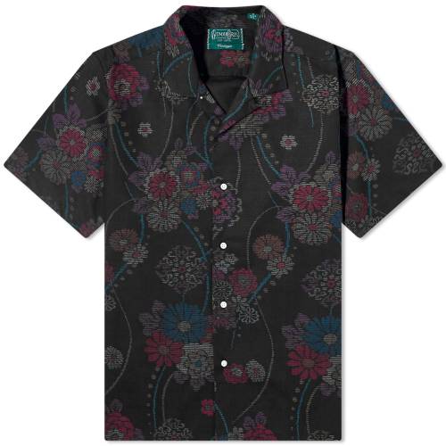 Mbg}Be[W re[W Be[W bt F ubN Y y GITMAN VINTAGE GITMAN VINTAGE FLORAL WAFFLE CAMP SHIRT / BLACK z Yt@bV gbvX