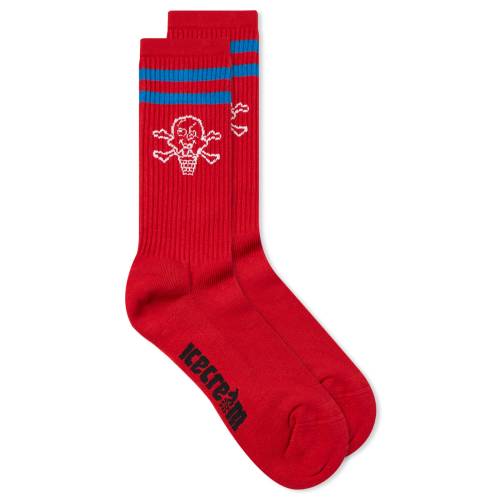 楽天スニケス赤 レッド & メンズ 【 ICECREAM CONES BONES SPORTS SOCK / RED 】 インナー 下着 ナイトウエア レッグ