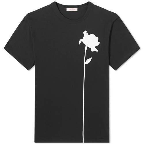 ヴァレンティノ Tシャツ メンズ 【 VALENTINO FLOWER EMBROIDERY TEE / NERO 】 メンズファッション トップス カットソー