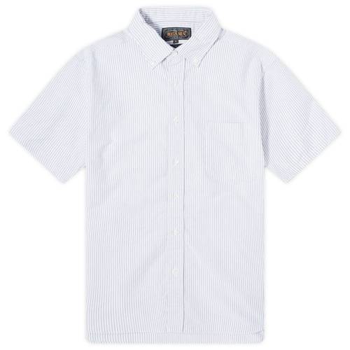 ビームス ダウン スリーブ 青色 ブルー ストライプ 半袖 メンズ 【 BEAMS PLUS BEAMS PLUS BUTTON DOWN SHORT SLEEVE SHIRT / BLUE CANDY STRIPE 】 メンズファッション トップス