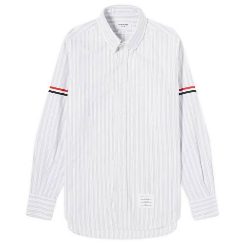トム ブラウン オックスフォード 灰色 グレー オクスフォードシャツ メンズ 【 THOM BROWNE THOM BROWNE STRIPED OXFORD SHIRT / MEDIUM GREY 】 メンズファッション トップス