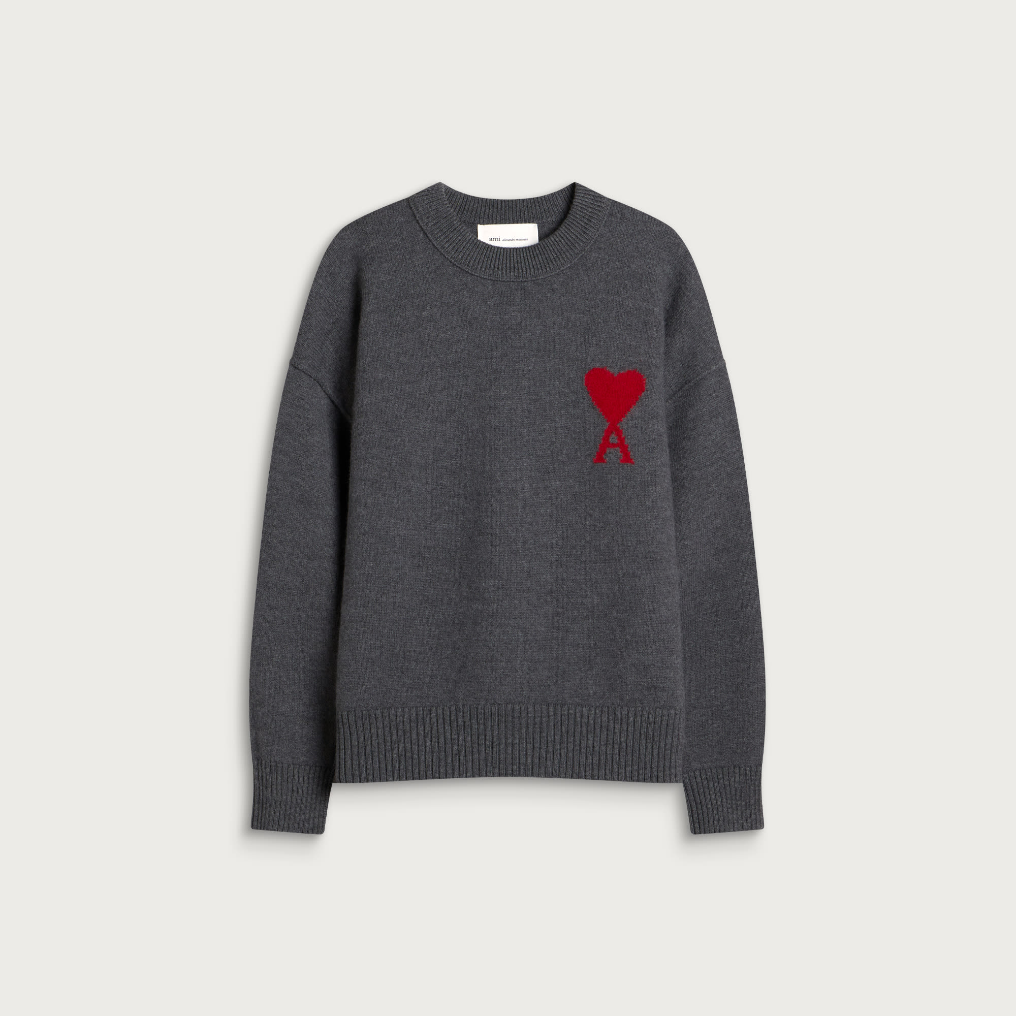 アミ・パリ AMI Paris 【 Crewneck Contrasted ADC Jumper 】 Heather Grey / Red heather ヘザー 灰色 グレー 赤色 レッド