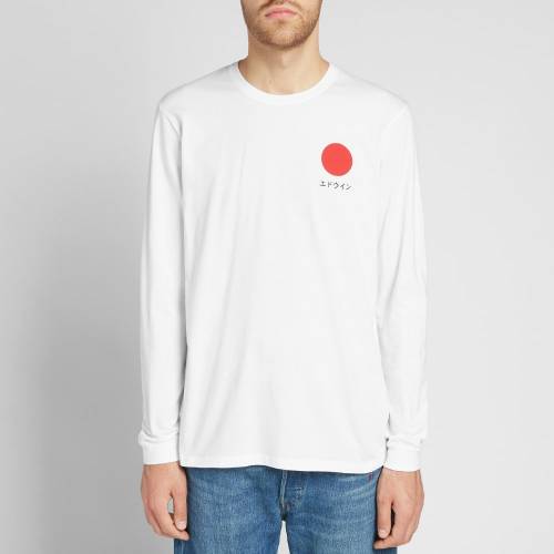 エドウイン スリーブ Tシャツ 白色 ホワイト 長袖 メンズ 【 SLEEVE EDWIN JAPANESE SUN TEE WHITE 】