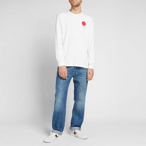 エドウイン スリーブ Tシャツ 白色 ホワイト 長袖 メンズ 【 SLEEVE EDWIN JAPANESE SUN TEE WHITE 】