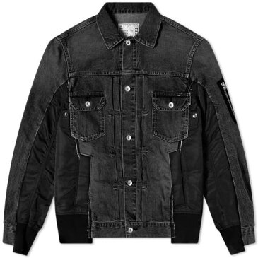 SACAI デニム 黒 ブラック 【 BLACK SACAI DENIM X MA1 JACKET 】 メンズファッション コート ジャケット