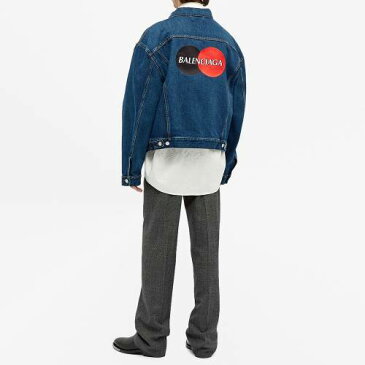 BALENCIAGA ロゴ デニム 【 BALENCIAGA EMBROIDERED CREDIT CARD LOGO DENIM JACKET DADDY WASH 】 メンズファッション コート ジャケット