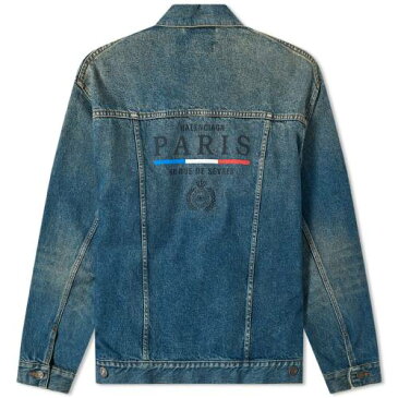 BALENCIAGA デニム ビンテージ ヴィンテージ 青 ブルー 【 VINTAGE BLUE BALENCIAGA PARIS FLAG DENIM JACKET DIRTY 】 メンズファッション コート ジャケット