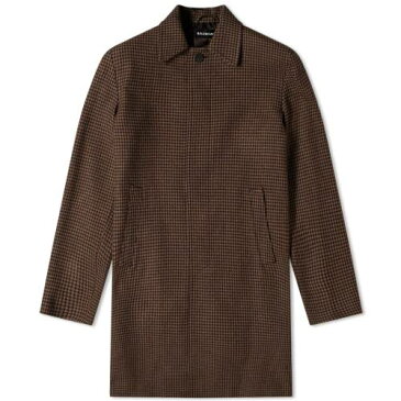 BALENCIAGA 茶 ブラウン 【 BROWN BALENCIAGA HOUNDSTOOTH CAR COAT 】 メンズファッション コート ジャケット