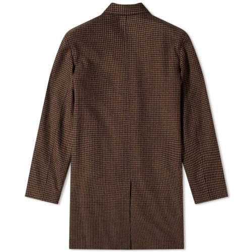 BALENCIAGA 茶 ブラウン 【 BROWN BALENCIAGA HOUNDSTOOTH CAR COAT 】 メンズファッション コート ジャケット