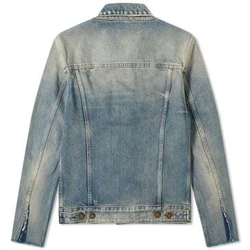 SAINT LAURENT デニム 青 ブルー 【 BLUE SAINT LAURENT DISTRESSED DENIM JACKET MEDIUM 】 メンズファッション コート ジャケット