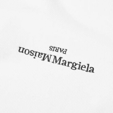 MAISON MARGIELA ロゴ スウェット 白 ホワイト 【 SWEAT WHITE MAISON MARGIELA 14 EMBROIDERED TEXT LOGO CREW OFF 】 メンズファッション トップス