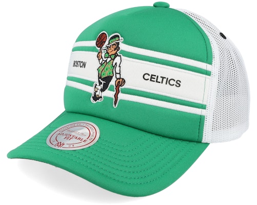 Boston Celtics Sideline Green/White A-Frame Trucker - Mitchell & Ness