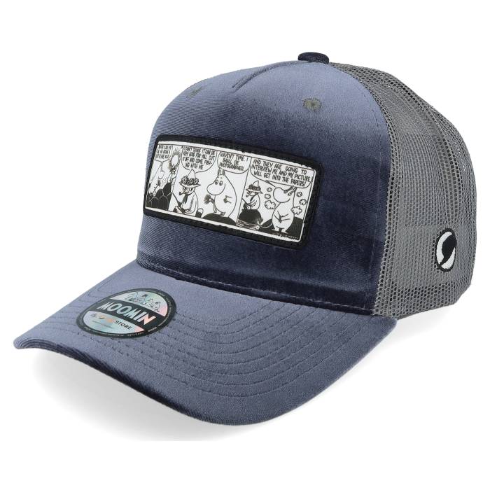 Moomin 【 Comic Strip Fishsing Grey Velvet Trucker Men Blue 】 灰色 グレー トラッカー バッグ 小..