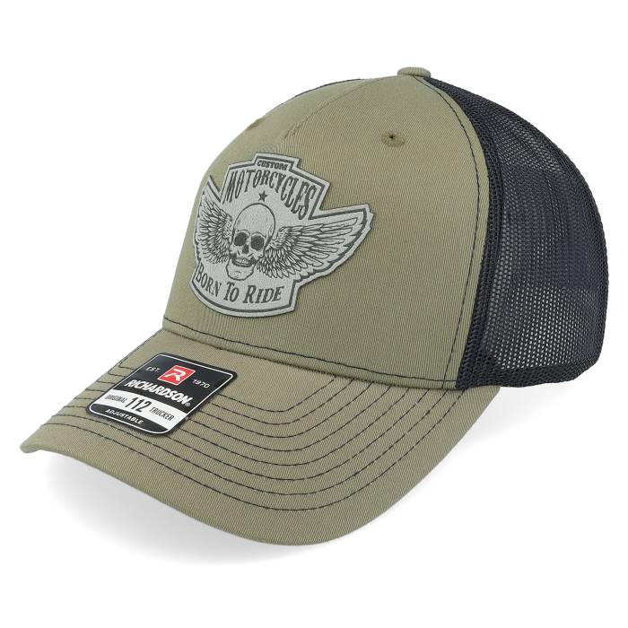 Born To Ride 【 Custom Motorcycles Grey Patch Loden/Black Trucker Men Green 】 灰色 グレー トラッカー バッグ 小物 ブランド雑貨 帽子 メンズ帽子 キャップ メンズ green 緑・グリーン