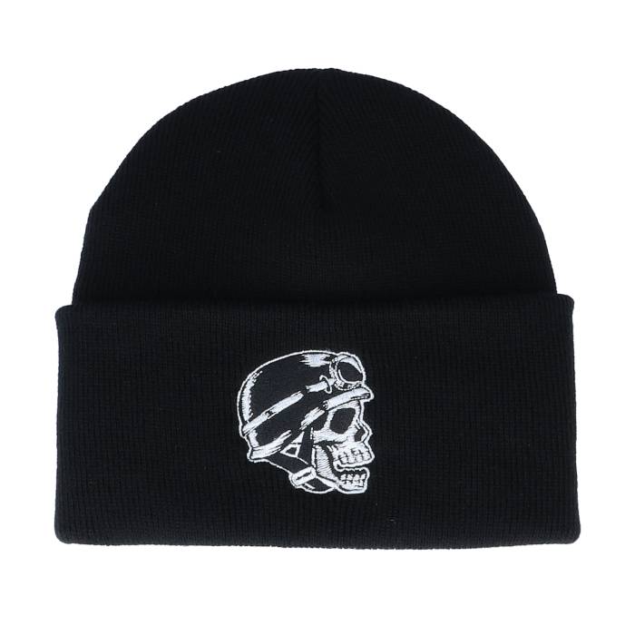 【★スーパーSALE★3/11深夜2時迄】Born To Ride 【 Biker Skull Black Cuff Men Black 】 黒色 ブラック バッグ 小物 ブランド雑貨 帽子 メンズ帽子 ニット帽 メンズ 黒色 ブラック