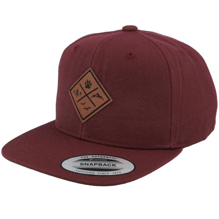 Kiddo Cap 【 Kids Nature & Animal Icons Engraved Maroon Snapback Kids Red 】 マルーン Snapback スナップバック バッグ キッズ ベビー マタニティ キッズファッション 帽子 キャップ ジュニア キッズ Red 赤・レ
