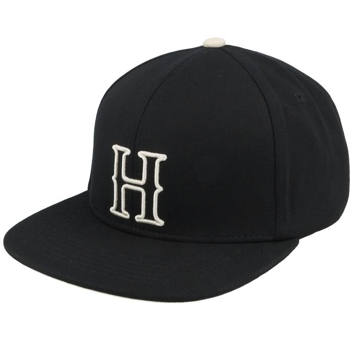 ブランド名Herschel性別Men(メンズ)商品名Whaler 6 Panel Blackletter Cap Black/Moonbeam Snapbackカラー・Black