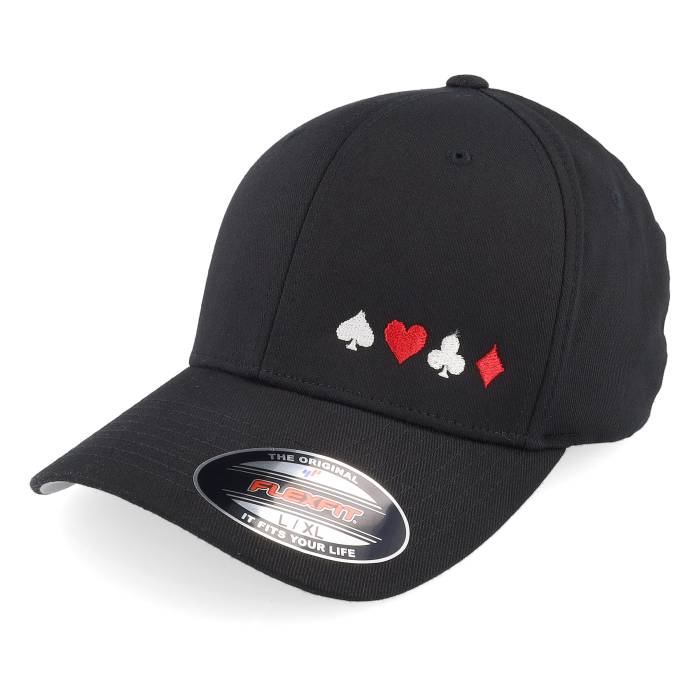 アイコニック Iconic 【 Poker Spades Hearts Clubs Diamonds Black Flexfit Men Black 】 黒色 ブラック バッグ 小物 ブランド雑貨 帽子 メンズ帽子 キャップ メンズ 黒色 ブラック