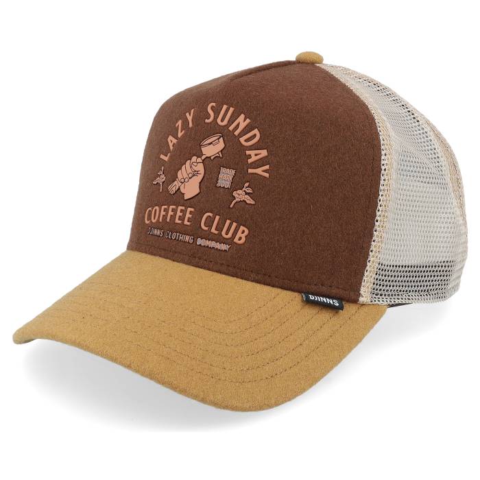 【★スーパーSALE★3/11深夜2時迄】Djinns 【 Lazy Barista Beige/Brown/Creme A-Frame Trucker Men Brown 】 トラッカー バッグ 小物 ブランド雑貨 帽子 メンズ帽子 キャップ メンズ 茶色 ブラウン