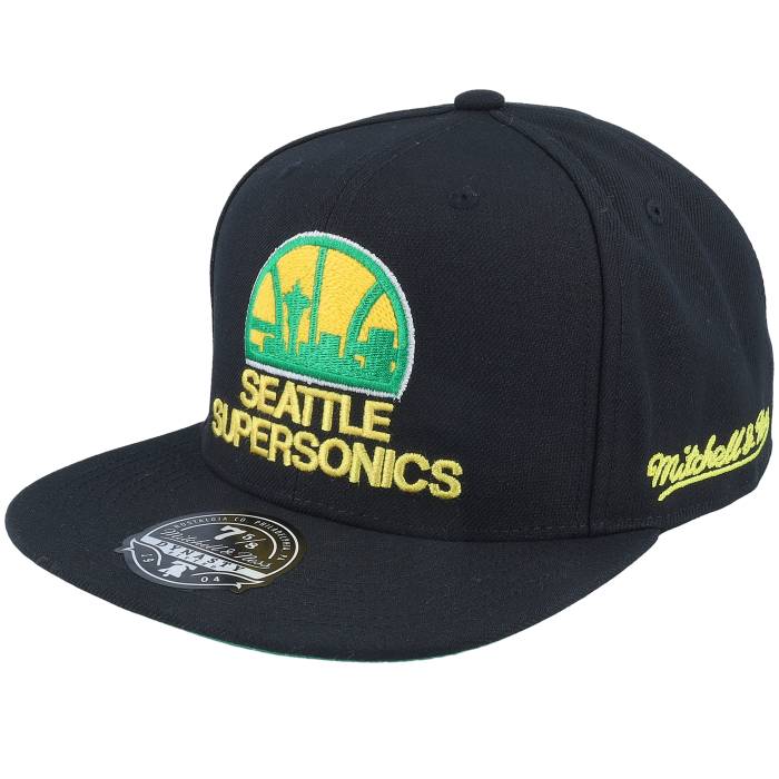 ミッチェル&ネス Mitchell & Ness 【 Seattle Supersonics Chain Stitch Fitted Black Snapback Men Black 】 シアトル 黒色 ブラック Snapback スナップバック バッグ バッグ 小物 ブランド雑貨 帽子 メンズ帽子 キャッ