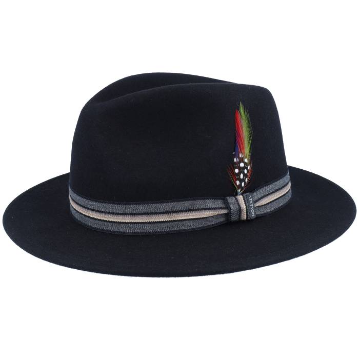 ���ƥåȥ��� Stetson �� Woolfelt Black Traveller Men Black �� ���� �֥�å� �Хå� ��ʪ �֥��ɻ��� ˹�� ���˹�� �ϥå� ��� ���� �֥�å�