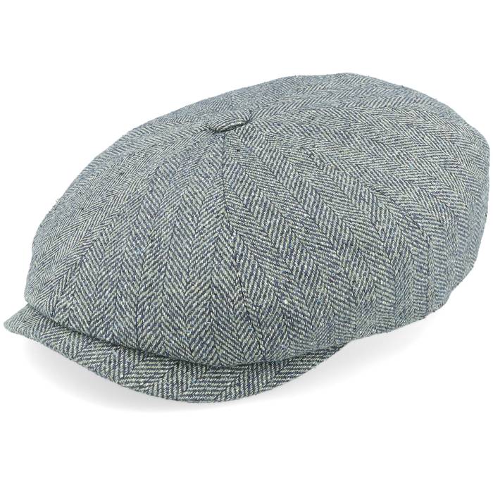 ���ƥåȥ��� Stetson �� Hatteras Silk Green/Blue Herringbone Flat Cap Men Blu...
