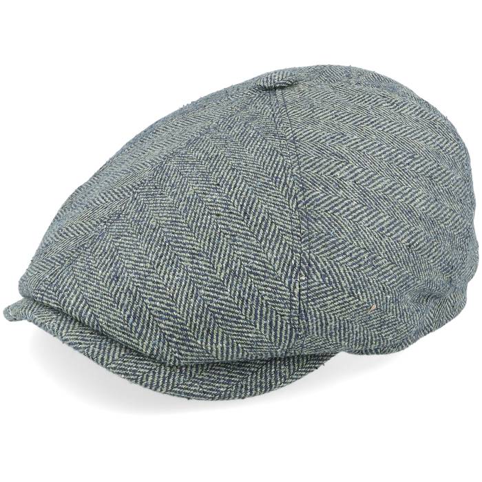 ���ƥåȥ��� Stetson �� 6-Panel Silk Green/Blue Herringbone Flat Cap Men Gree...