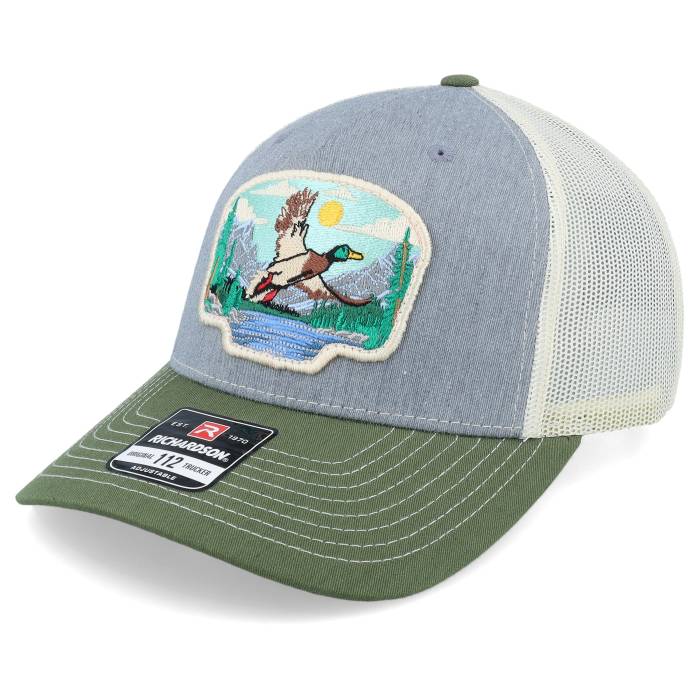 Wild Spirit 【 Rouen Duck Patch Heather Grey/Birch/Olive Trucker Men Grey 】 heather ヘザー トラッカー バッグ 小物 ブランド雑貨 帽子 メンズ帽子 キャップ メンズ 灰色 グレー