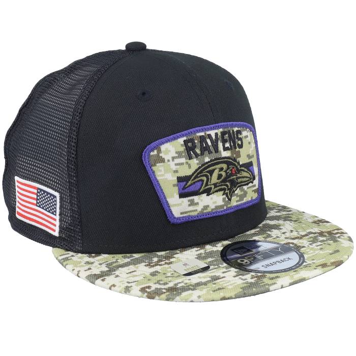ニューエラ New Era 【 Baltimore Ravens Nfl21 Salute To Service 9Fifty Black/Camo Trucker Men Black 】 ボルティモア レイブンズ トラッカー バッグ 小物 ブランド雑貨 帽子 メンズ帽子 キャップ メンズ 黒色 ブラ