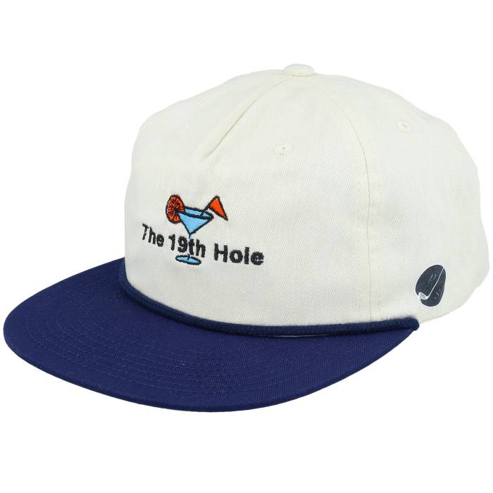 Pins & Stripes 【 The 19Th Hole Golf Logo Rope Ivory/Navy Snapback Men White 】 golf ゴルフ ロゴ Snapback スナップバック バッグ メンズ 白色 ホワイト