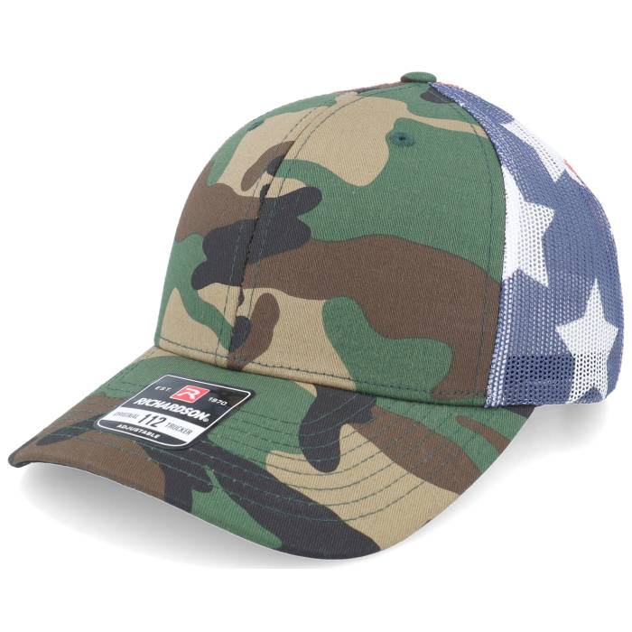 【★スーパーSALE★3/11深夜2時迄】Richardson 【 112Pm Green Camo/Stars & Stripes Trucker Men 】 green 緑・グリーン トラッカー バッグ 小物 ブランド雑貨 帽子 メンズ帽子 キャップ メンズ