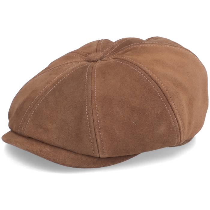 ���ƥåȥ��� Stetson �� Hatteras Calf Split Brown Flat Cap Men Brown �� �㿧 �֥饦...